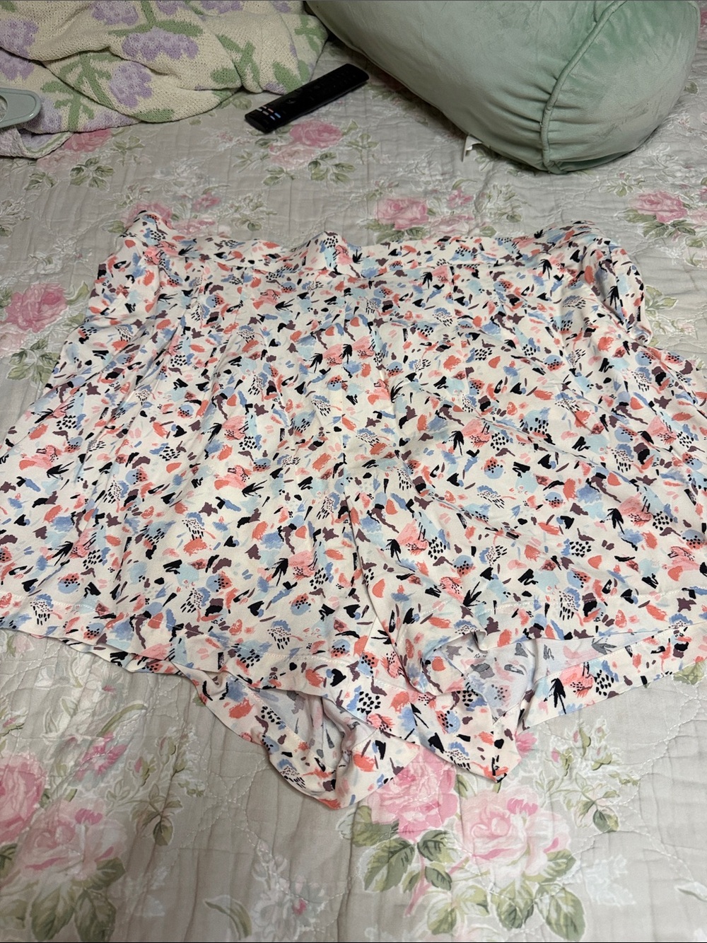 torrid White Floral-Print Skort with Pink & Blue Accents